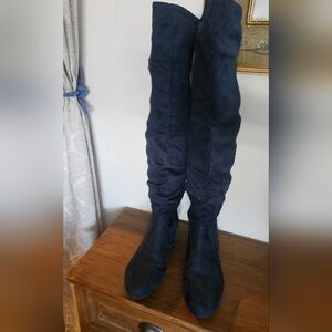 Dream Pairs Navy Over-the-Knee Suede Boots
